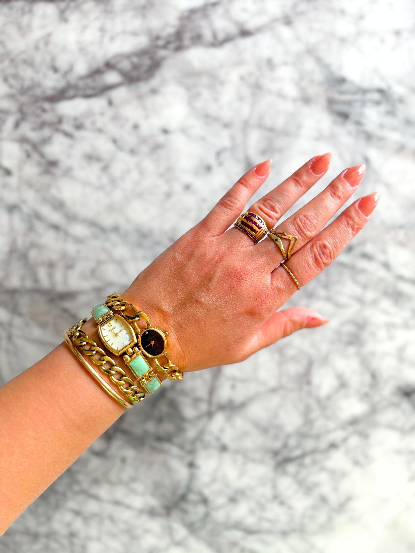 Vintage Gold Figaro Chain Watch