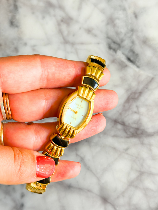 Natural Onyx Fan Patterned Watch