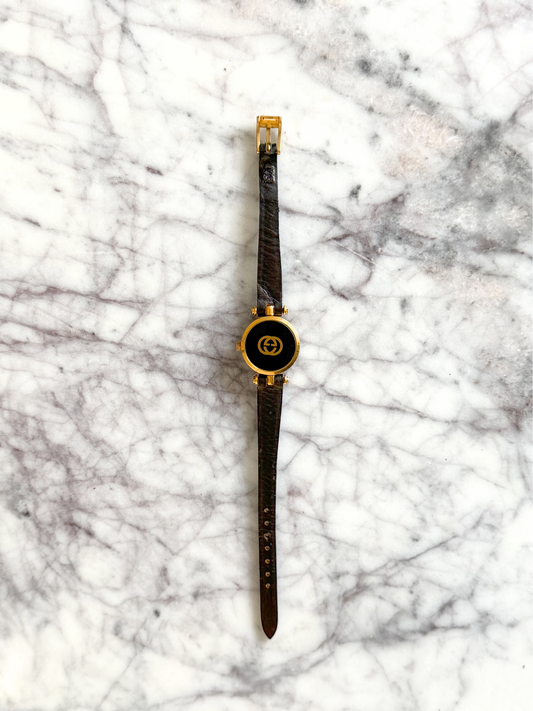 Vintage Black Gucci Sherry Line Stack Small Watch