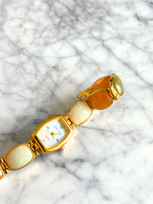 Vintage Squared Tropical Gemstone Watch