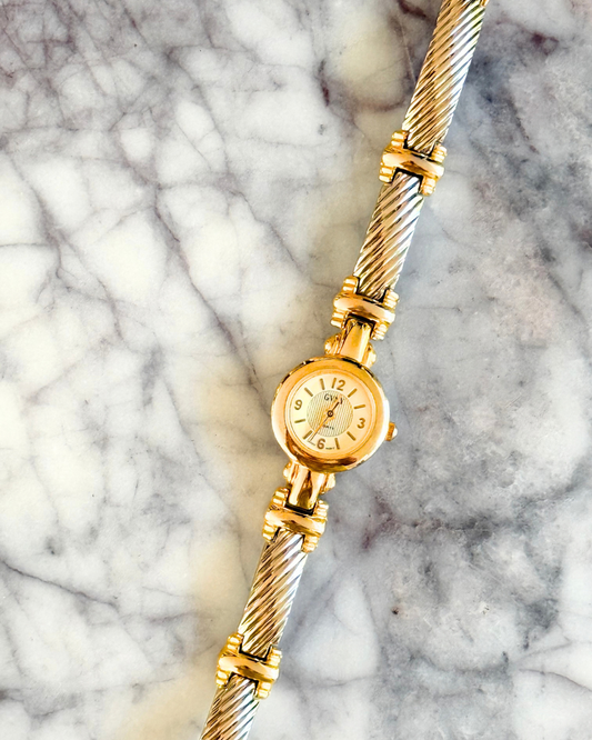 Vintage Mixed Metal Textured Band Watch