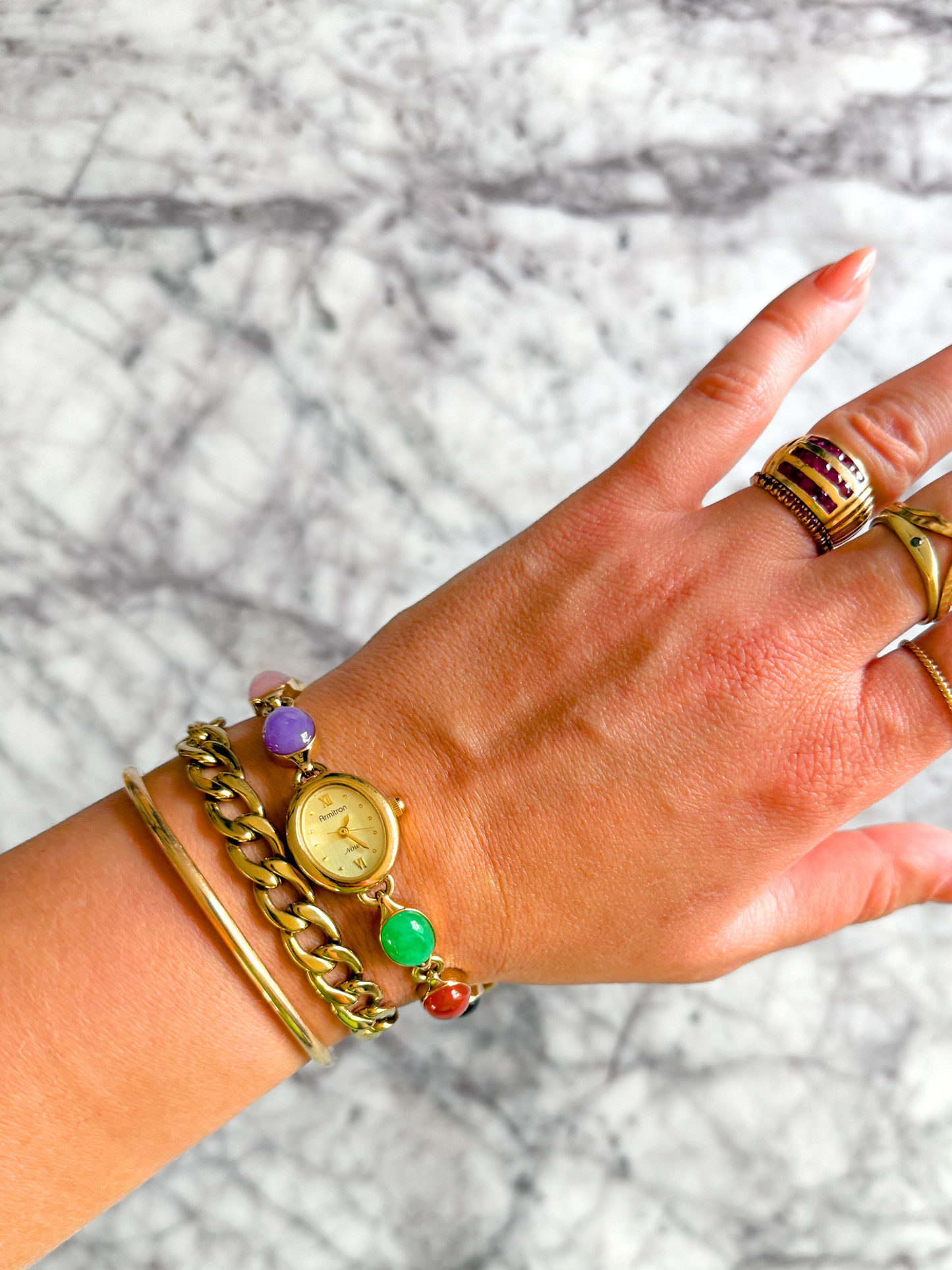 Vintage Rainbow Gemstone Watch