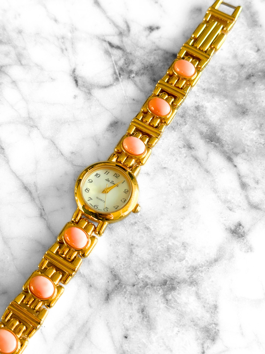 Vintage Cloudy Amber Lee Sands Gemstone Watch