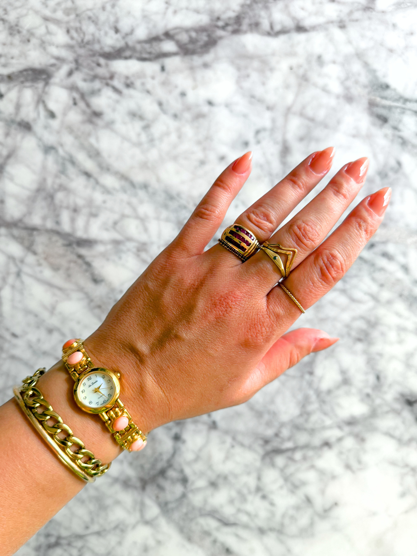 Vintage Cloudy Amber Lee Sands Gemstone Watch