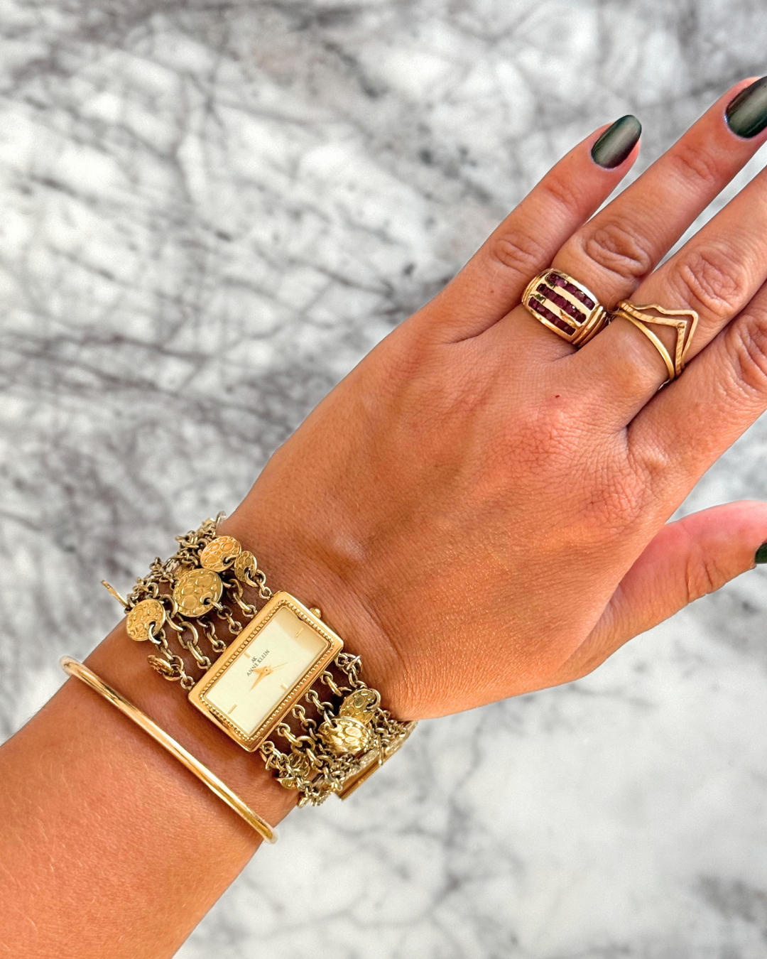 Gold Disc Chain Watch