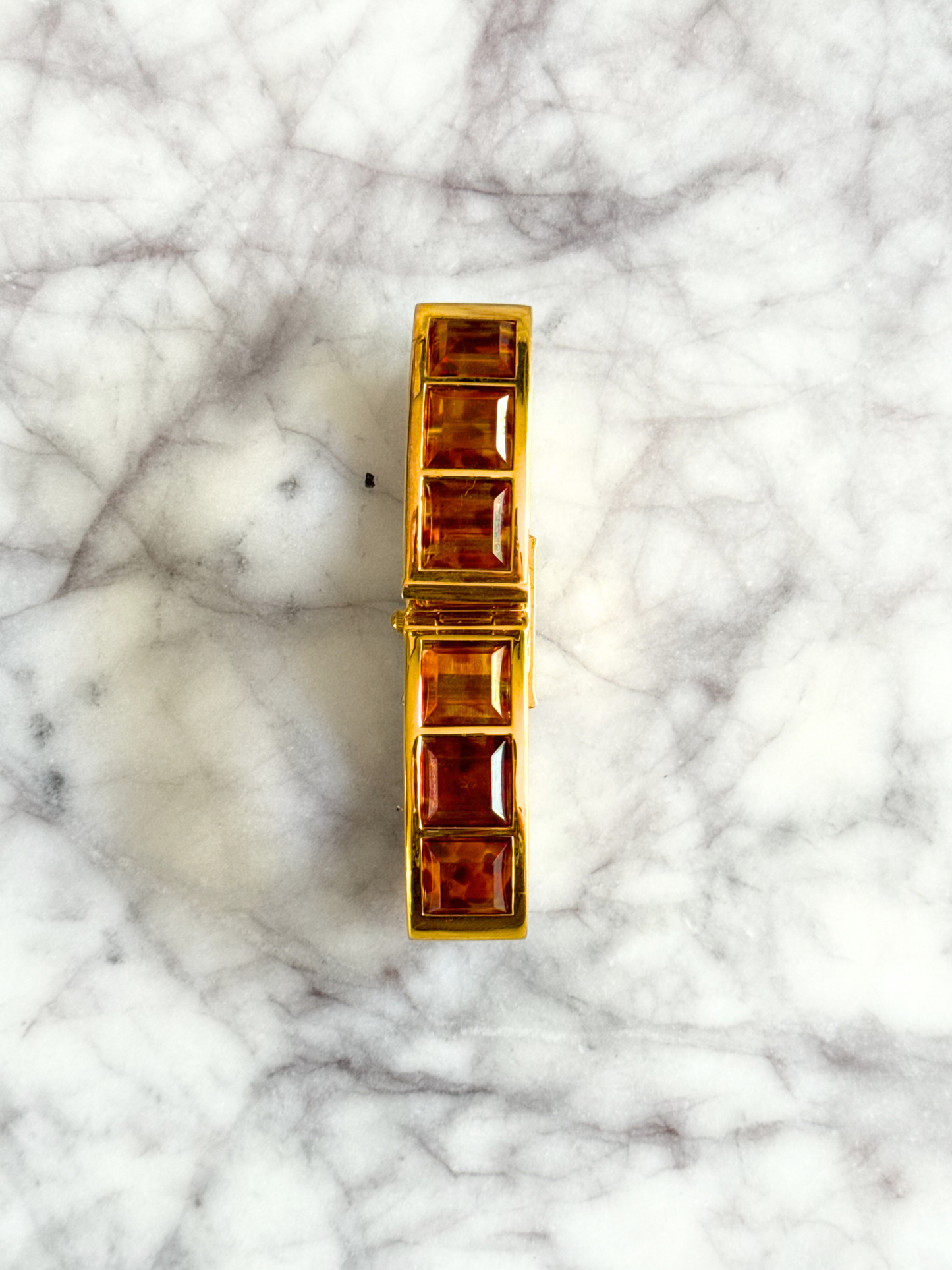 Vintage Tortoise Cut Gemstone Bangle Watch