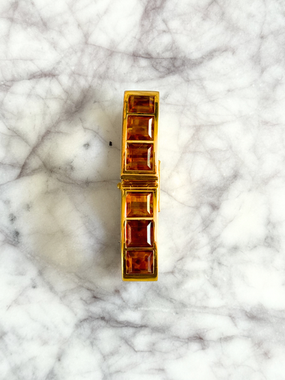 Vintage Tortoise Cut Gemstone Bangle Watch