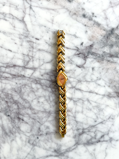Vintage Rare 1980's Peach Dial Braided Watch