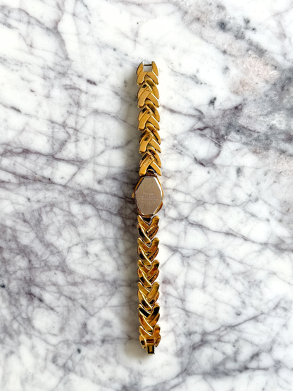 Vintage Rare 1980's Peach Dial Braided Watch