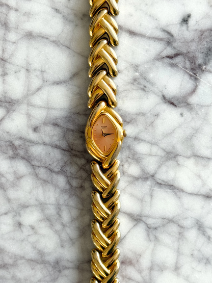 Vintage Rare 1980's Peach Dial Braided Watch