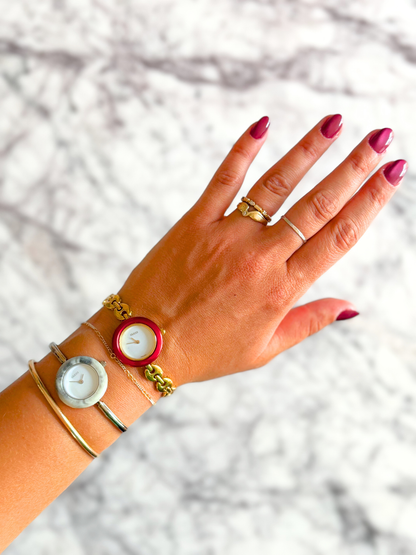 Vintage Gucci Full Interchangeable Bezel Watch Set | Classic Silver Bangle