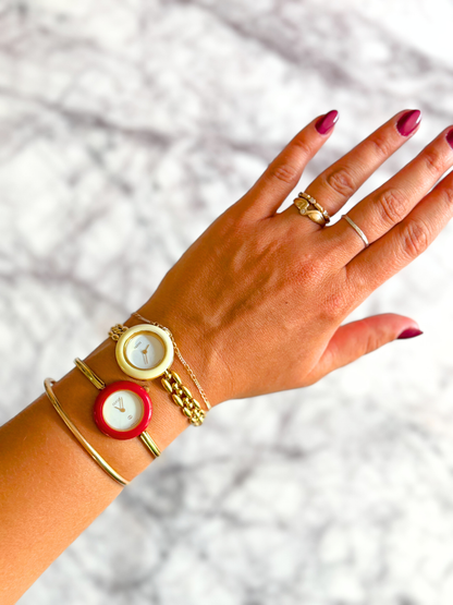 Vintage Gucci Full Interchangeable Bezel Watch Set | Classic Gold Bangle