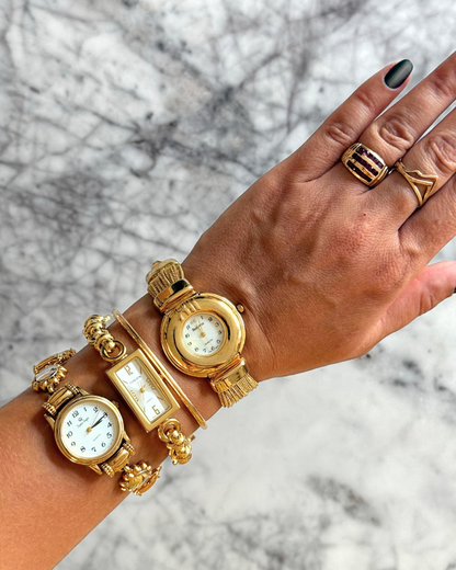 Patterned Sunburst Mixed Metal Watch