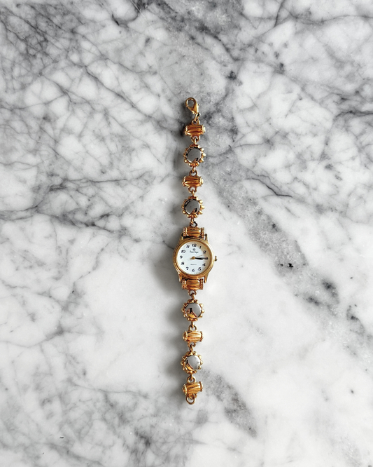 Patterned Sunburst Mixed Metal Watch