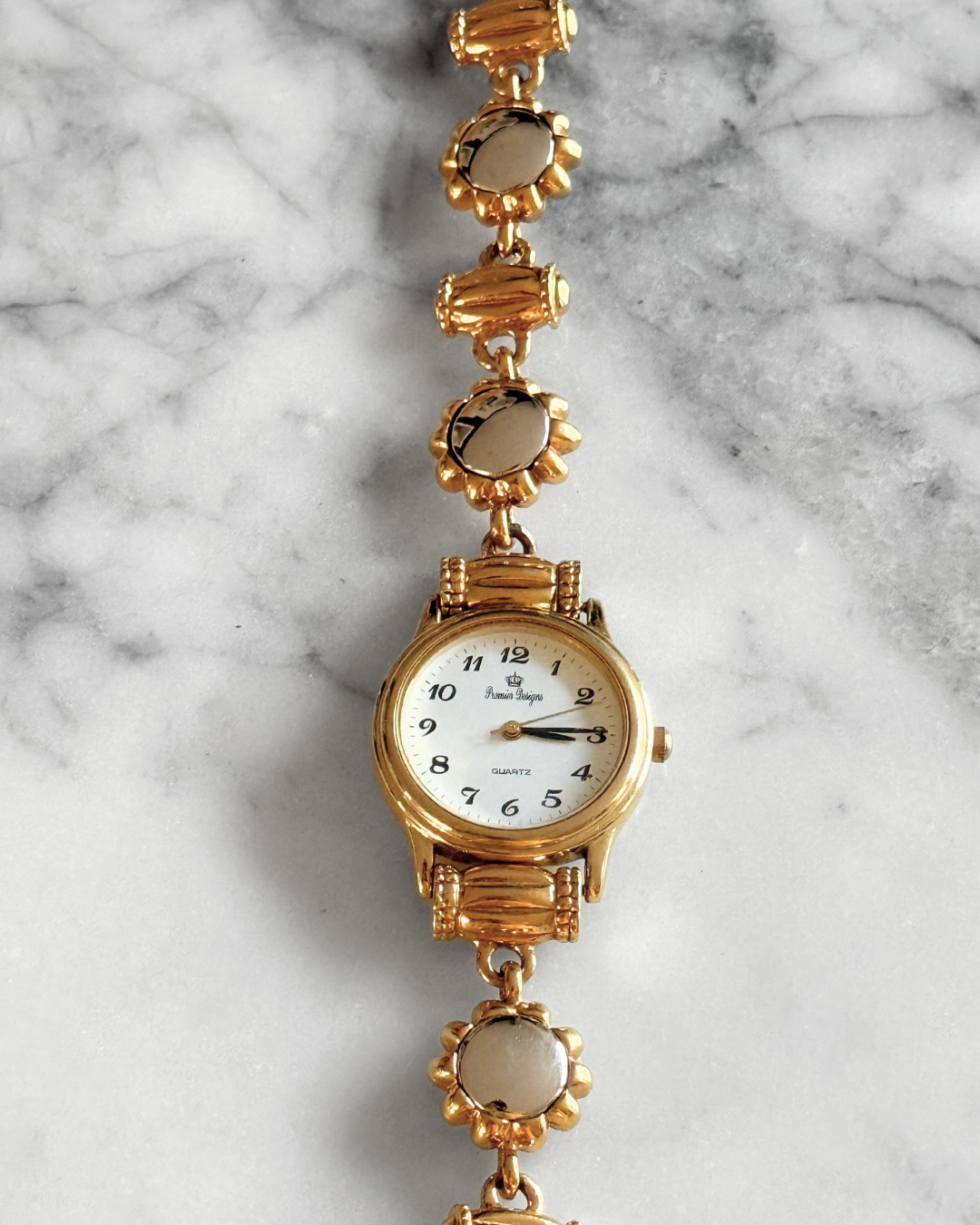 Patterned Sunburst Mixed Metal Watch