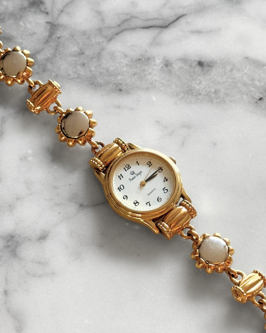 Patterned Sunburst Mixed Metal Watch