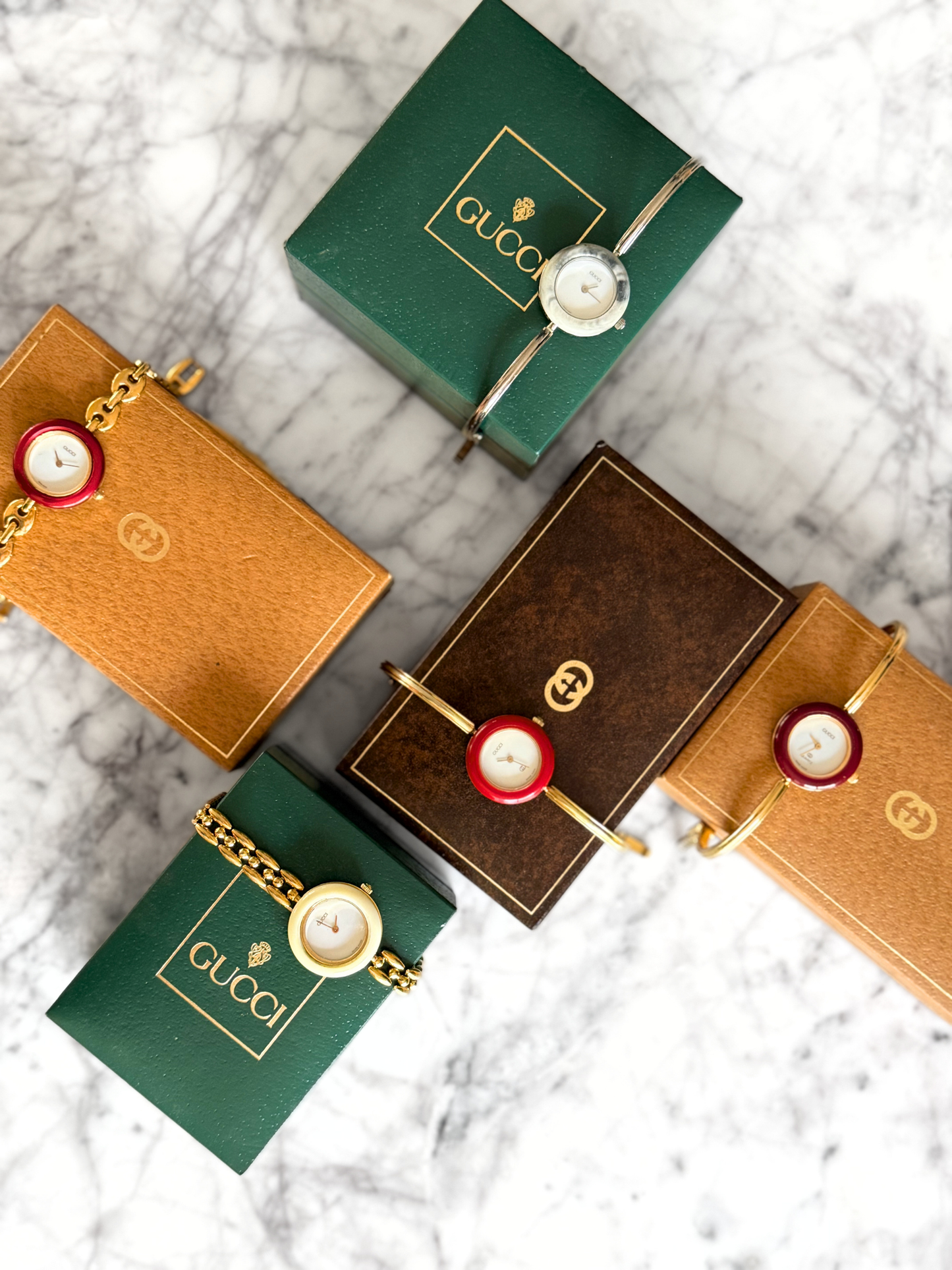 Vintage Gucci Full Interchangeable Bezel Watch Set | Classic Silver Bangle