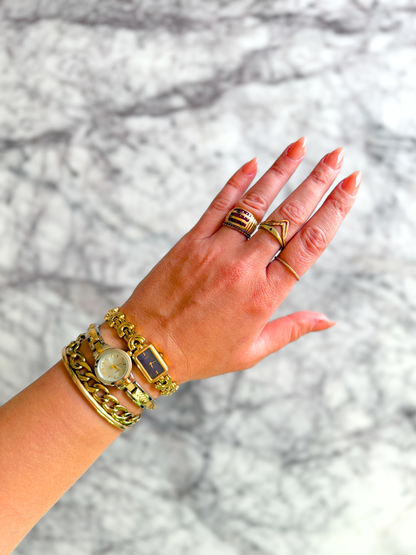 Vintage Mixed Metal Patterned Watch