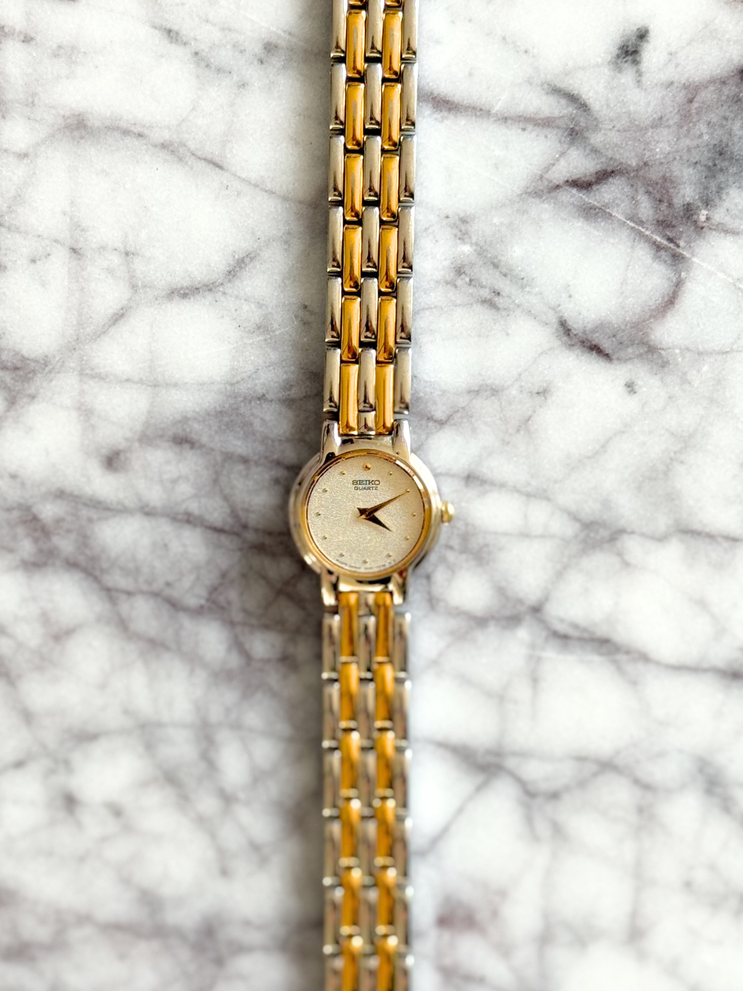 Vintage Mixed Metal Mesh Seiko Watch