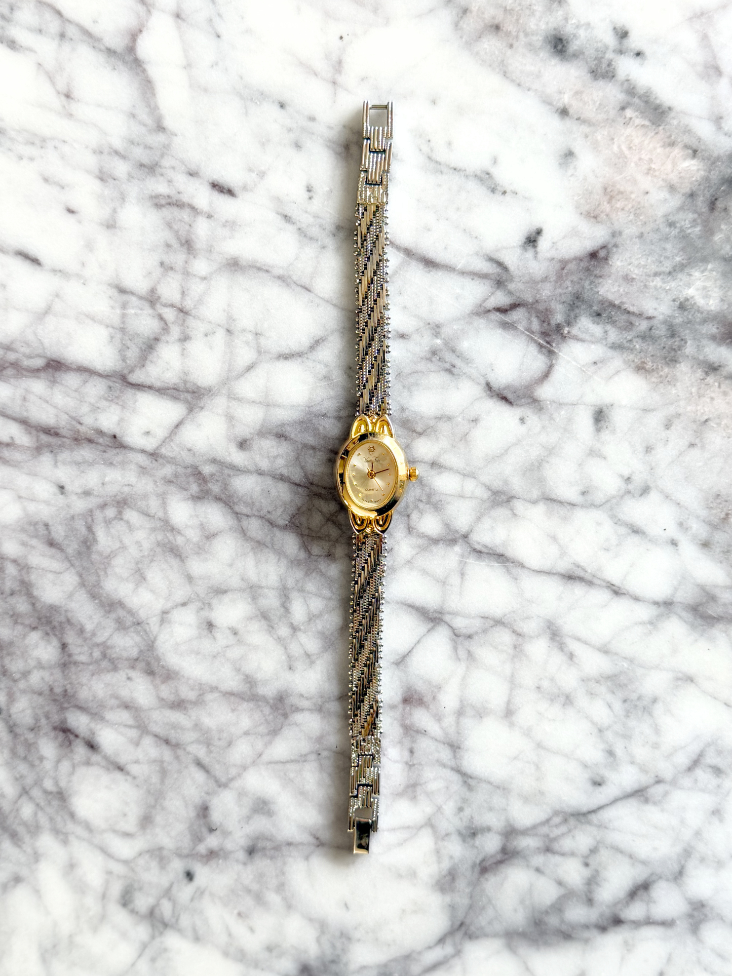 Vintage Vanity Fair Patterned Mesh Chain Watch