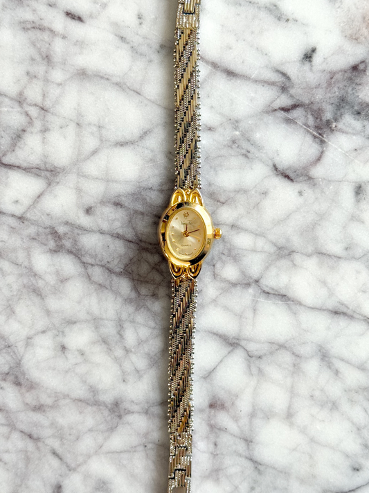 Vintage Vanity Fair Patterned Mesh Chain Watch