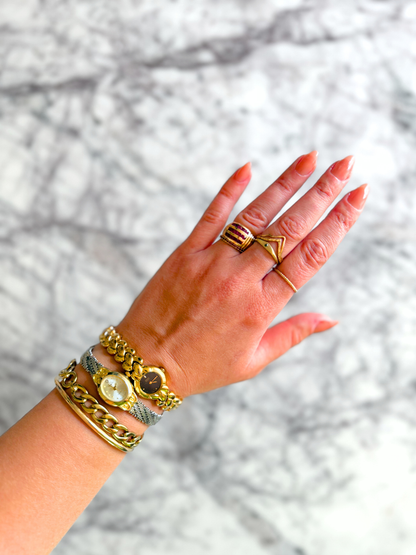 Vintage Vanity Fair Patterned Mesh Chain Watch