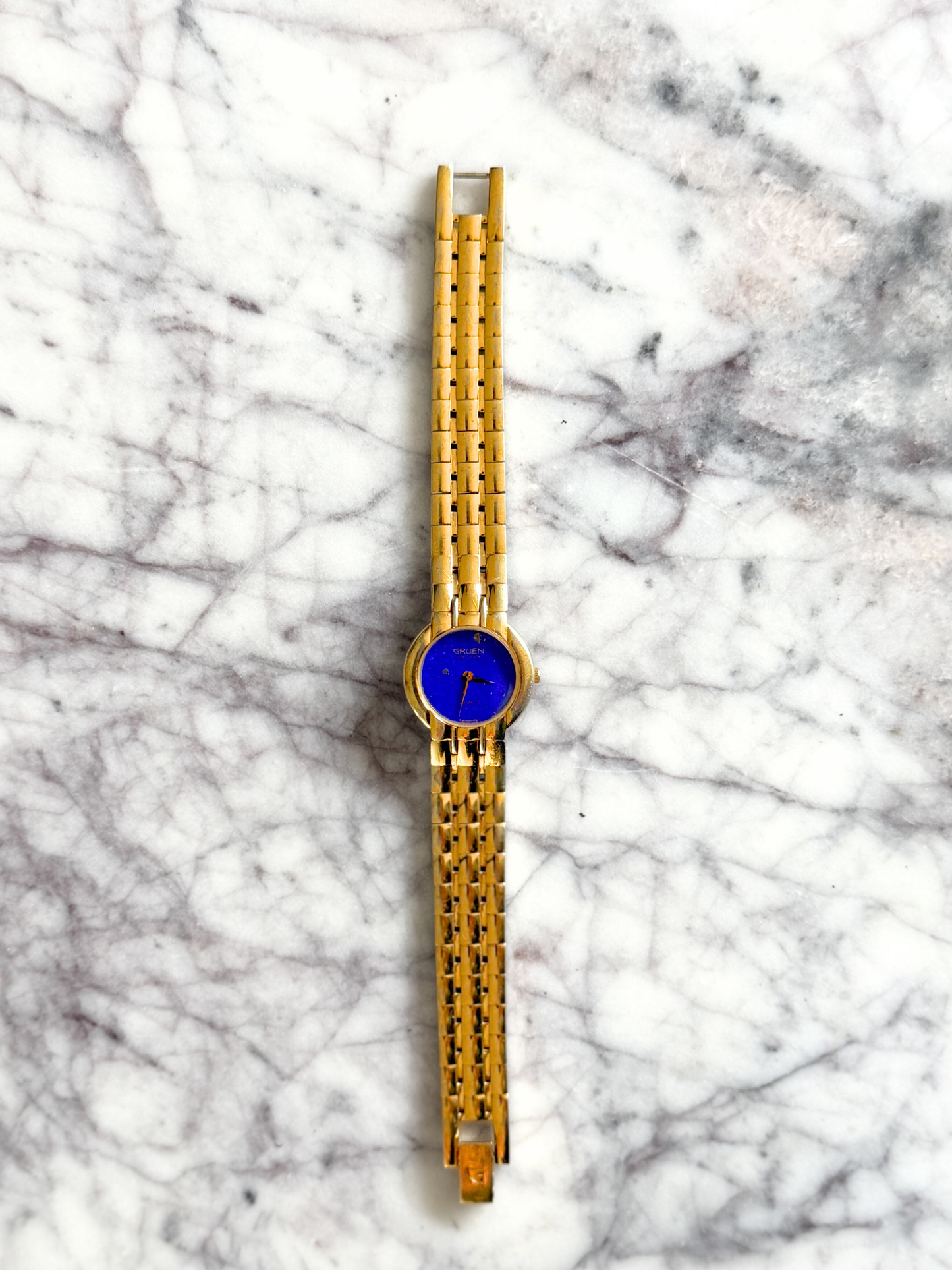 Vintage Natural Lapis Face Gold Watch