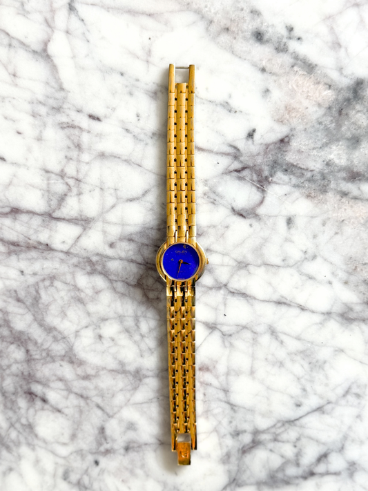 Vintage Natural Lapis Face Gold Watch