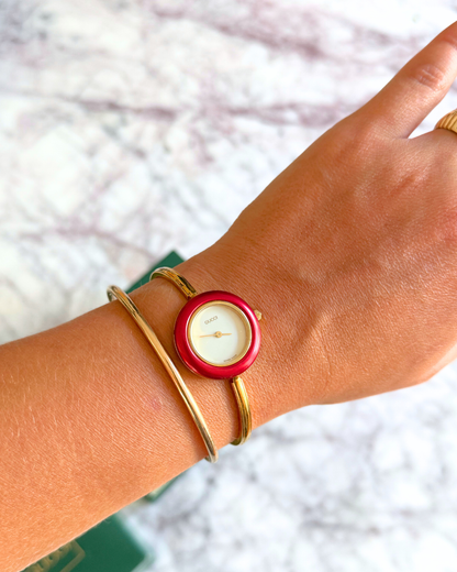 Vintage Gucci Full Interchangeable Bezel Watch Set | Classic Gold Bangle
