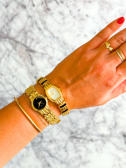 Natural Onyx Fan Patterned Watch