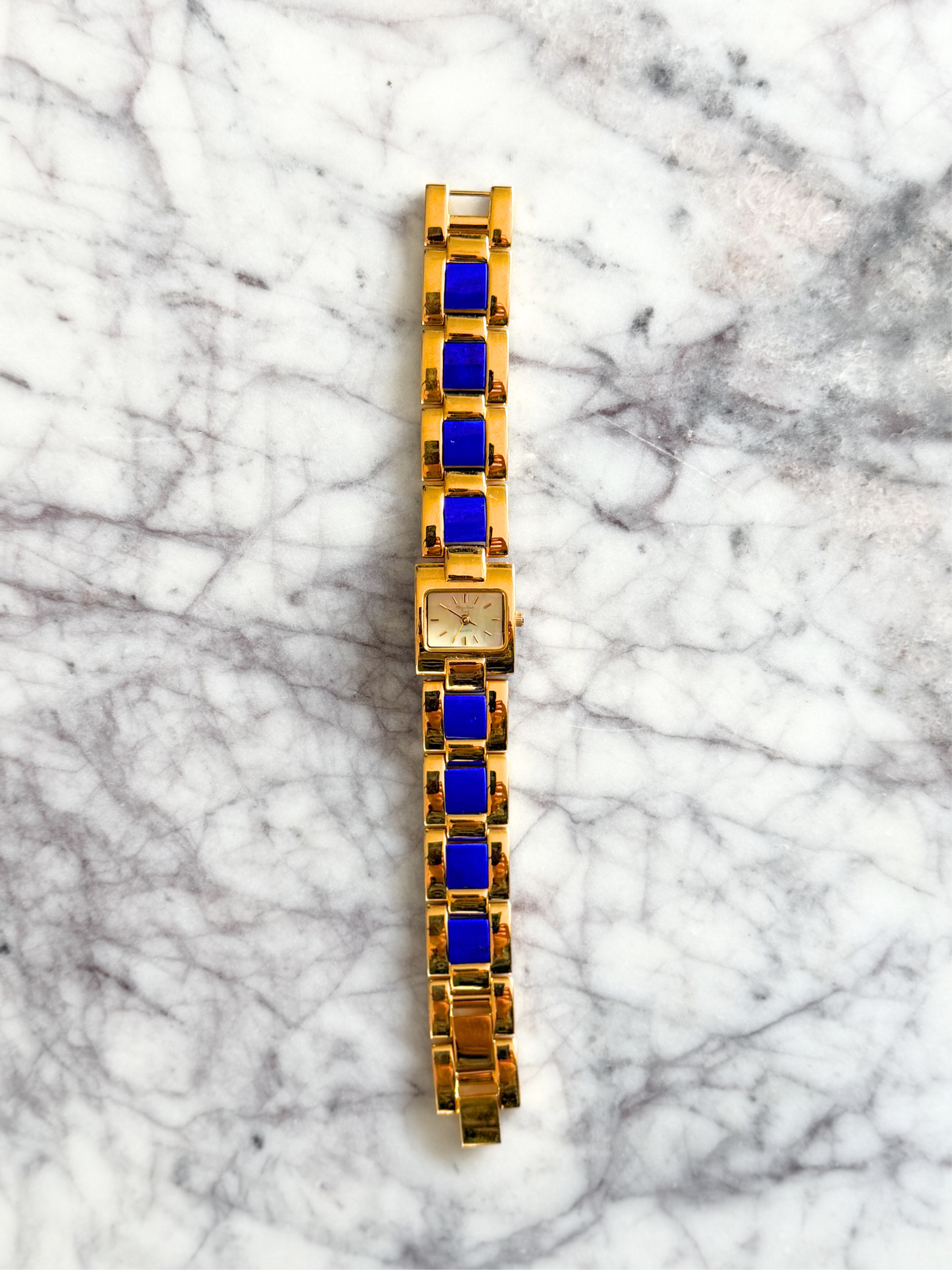 Vintage Lapis Gemstone Watch with Abalone Dial