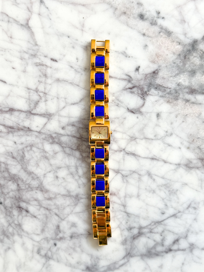 Vintage Lapis Gemstone Watch with Abalone Dial