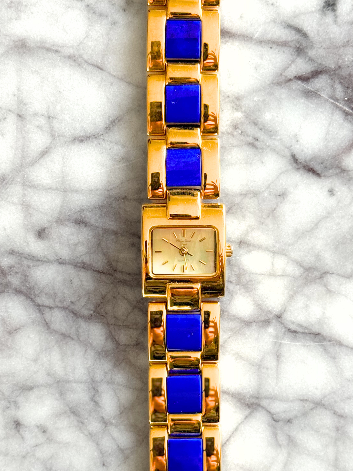 Vintage Lapis Gemstone Watch with Abalone Dial