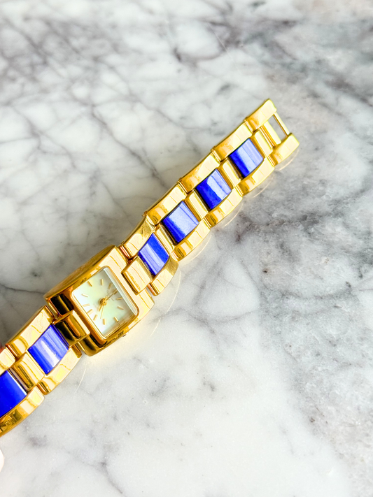 Vintage Lapis Gemstone Watch with Abalone Dial