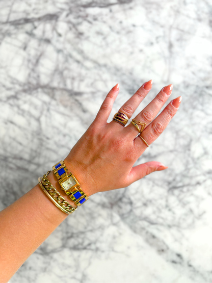 Vintage Lapis Gemstone Watch with Abalone Dial
