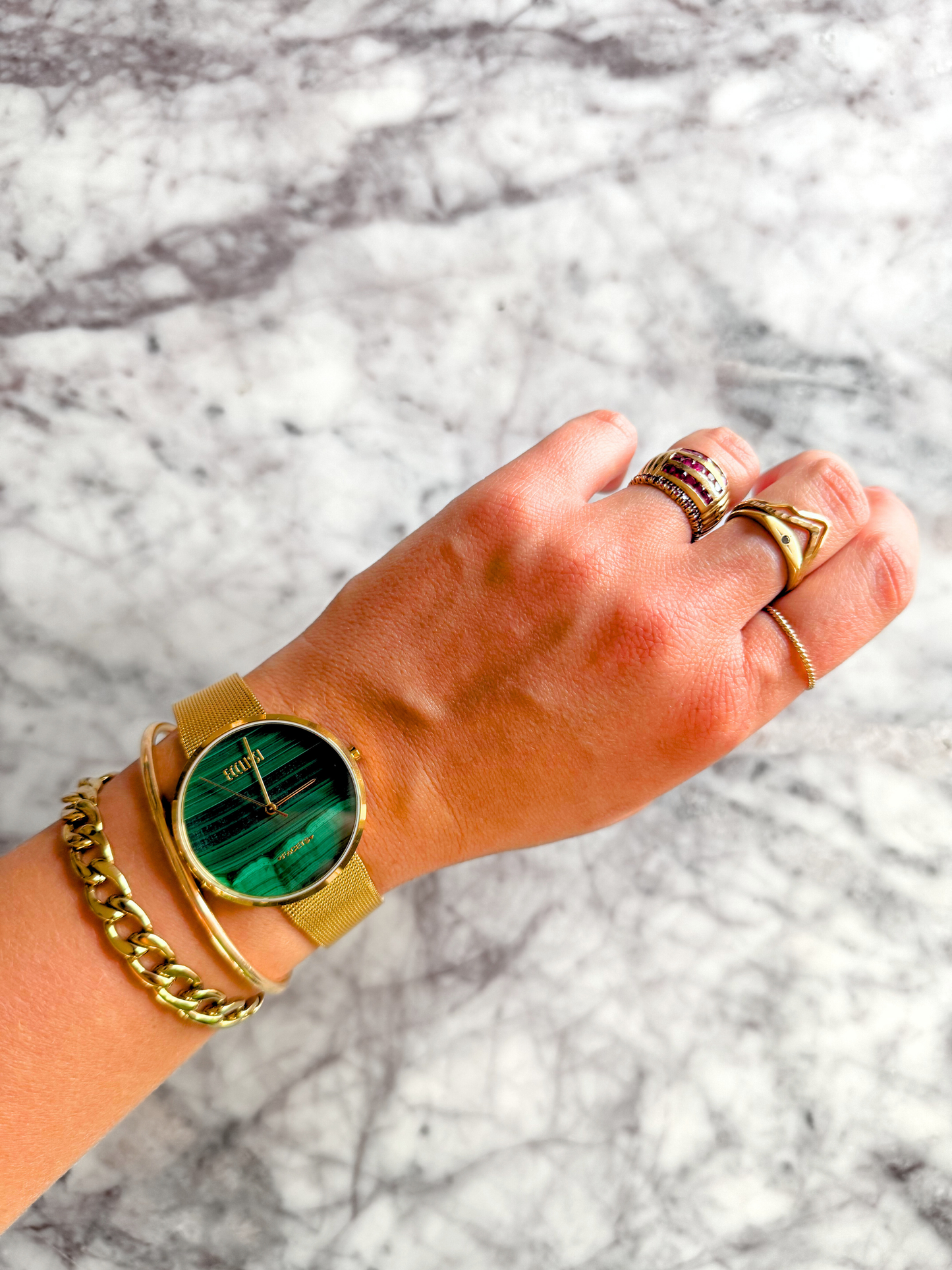 Vintage Natural Malachite Dial Watch