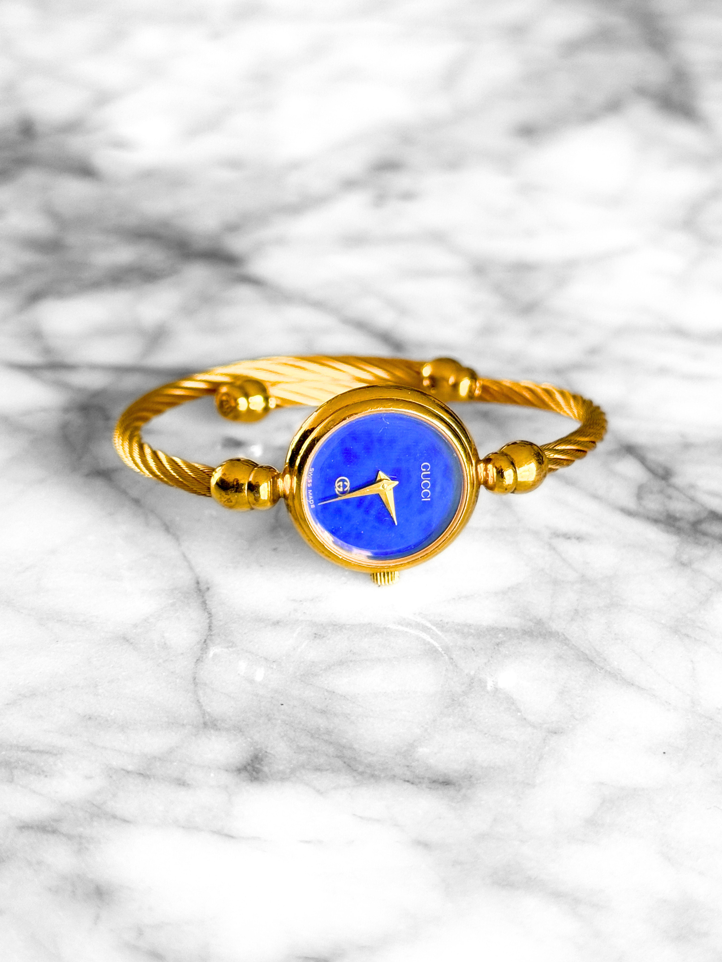 Vintage Gucci Rare Blue Stone Dial Wrap Watch