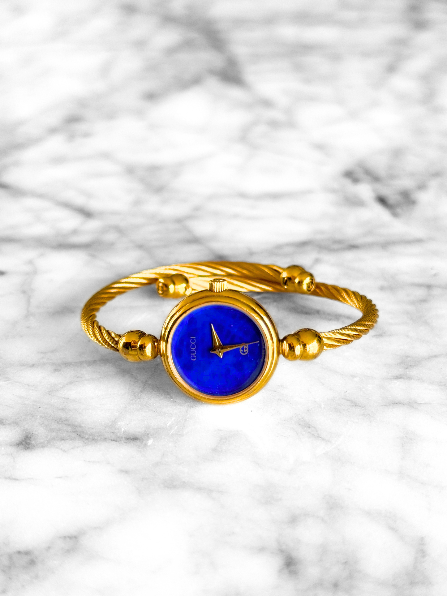 Vintage Gucci Rare Blue Stone Dial Wrap Watch