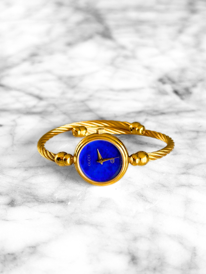 Vintage Gucci Rare Blue Stone Dial Wrap Watch