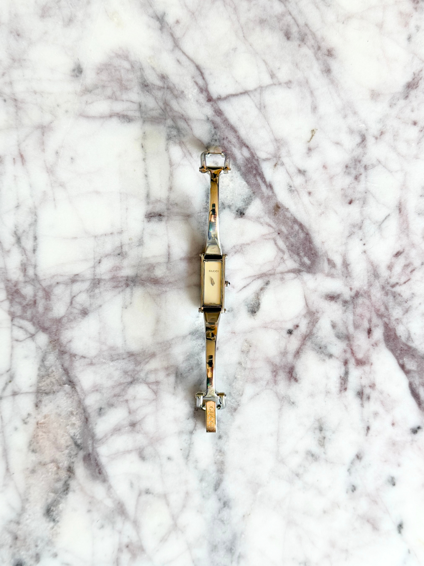 Vintage Silver Gucci Reversible Horsebit Watch