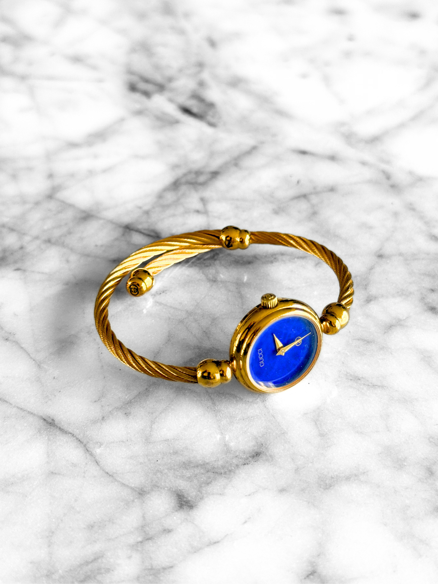 Vintage Gucci Rare Blue Stone Dial Wrap Watch