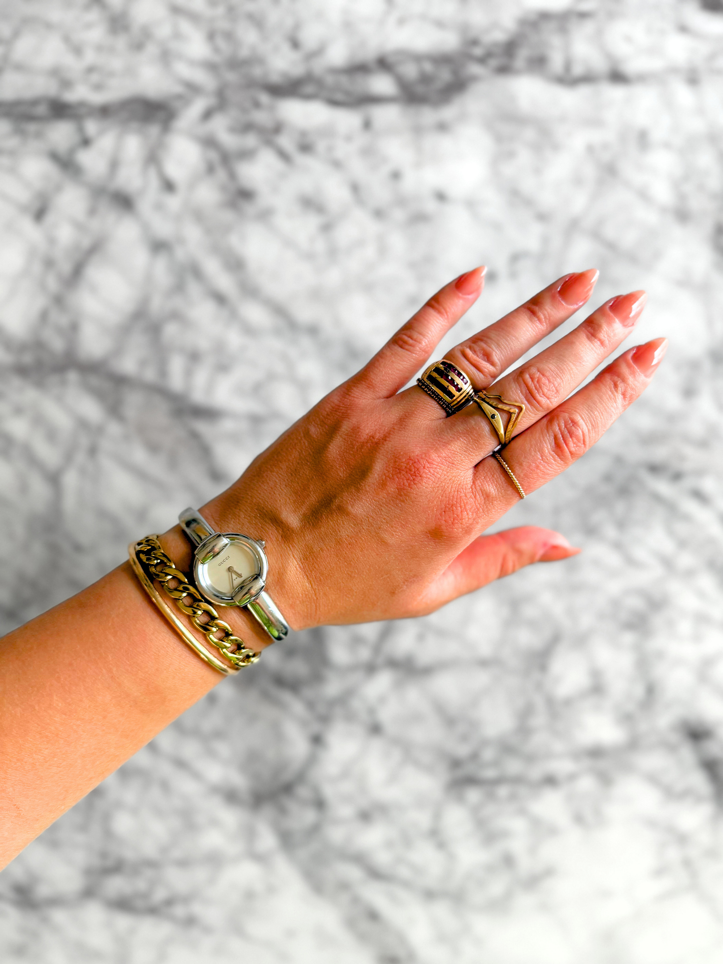 Vintage Gucci Silver Bangle Watch