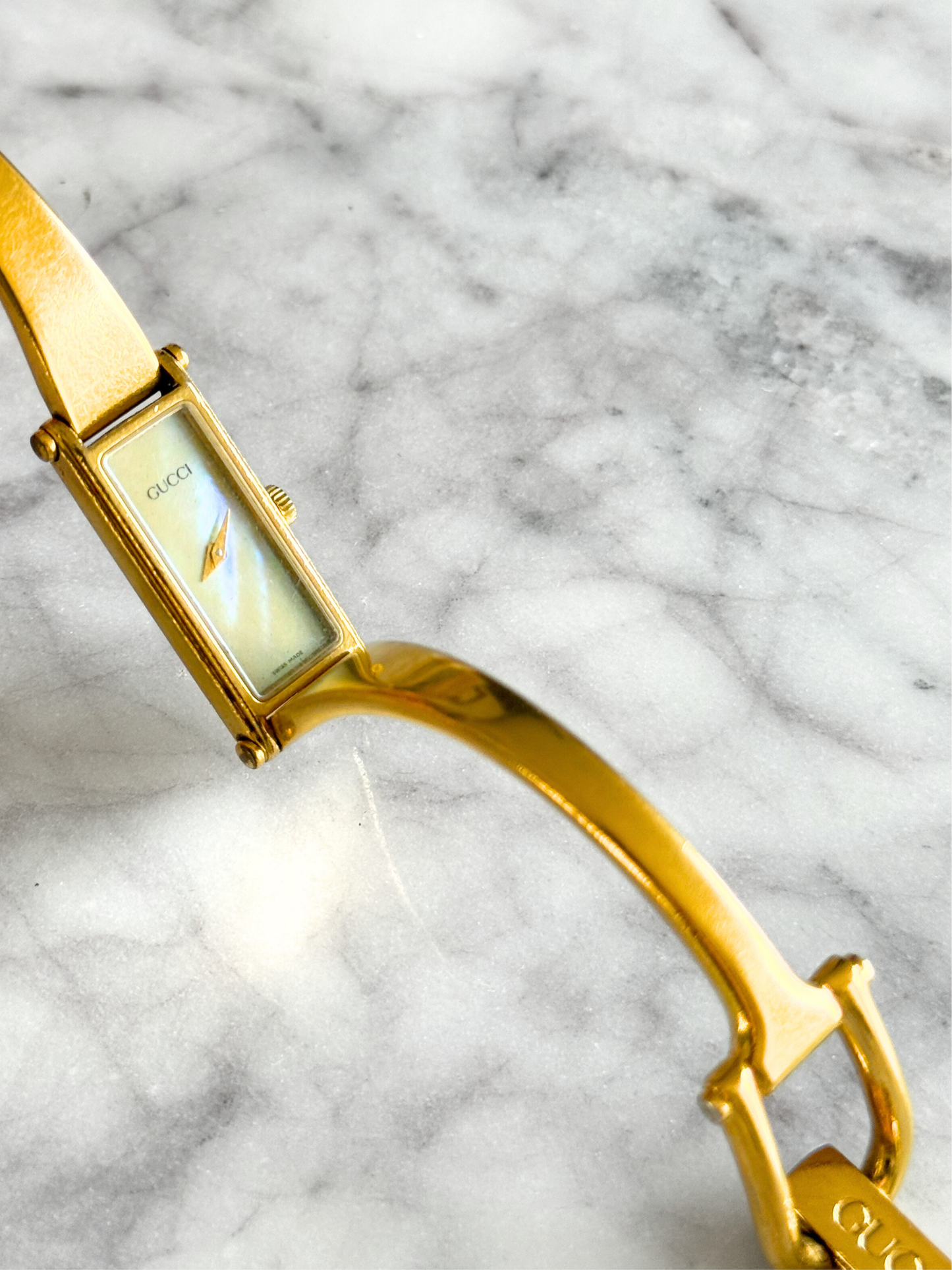 Vintage Gucci Reversible Horsebit Pearlescent Watch