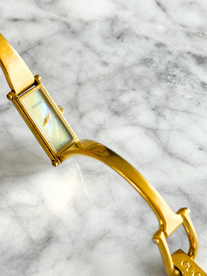 Vintage Gucci Reversible Horsebit Pearlescent Watch
