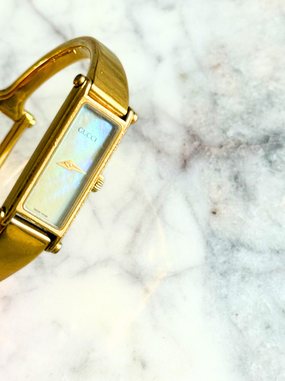 Vintage Gucci Reversible Horsebit Pearlescent Watch