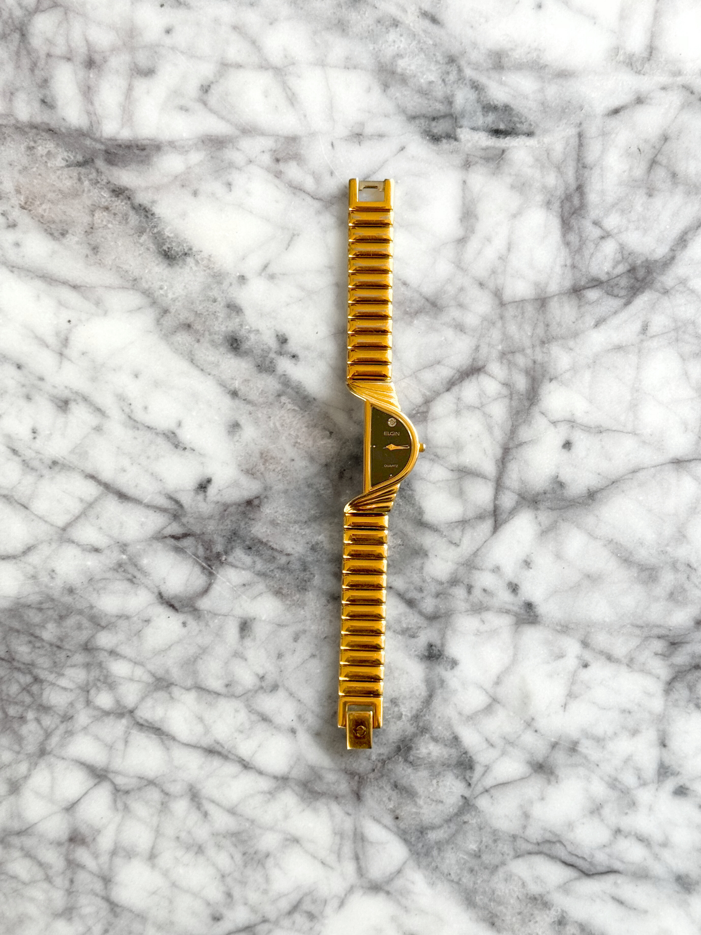 Vintage Rare Half Moon Watch with Diamond Chip