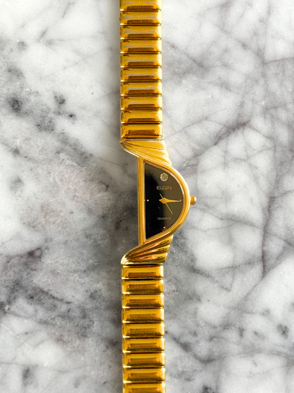 Vintage Rare Half Moon Watch with Diamond Chip