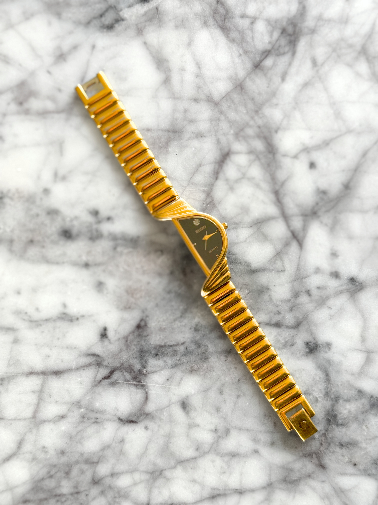 Vintage Rare Half Moon Watch with Diamond Chip