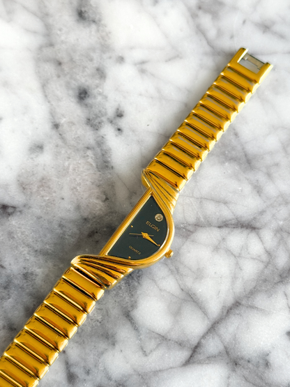 Vintage Rare Half Moon Watch with Diamond Chip