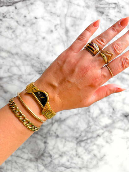 Vintage Rare Half Moon Watch with Diamond Chip